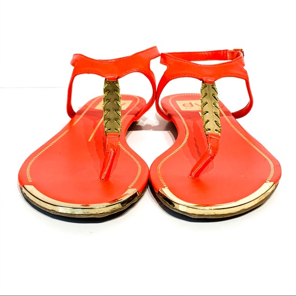 DOLCE VITA Orange and Gold Ankle Strap Sandal 7.5 - Picture 2 of 8